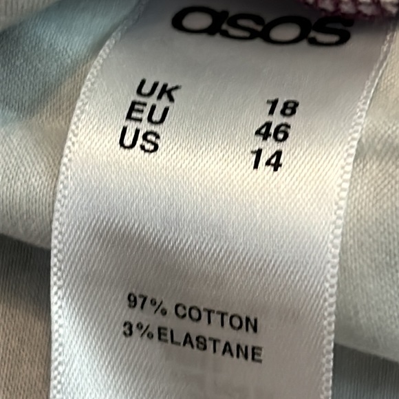 EUC ASOS Bodycon Plunge Pencil Dress Bright Smudgy Floral Strapless Women’s 14 - Picture 8 of 12